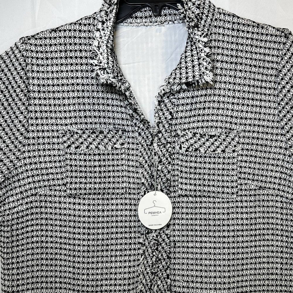 NWT Women's Gray Tweed X-Large Dress‎ V-Neck Short Sleeve Front Zip Sheath Lined - Picture 2 of 7